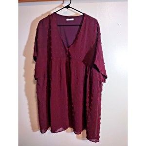 Baevely Women's Plum Maroon Swiss Dot 3X Dress Lined EUC Fashion